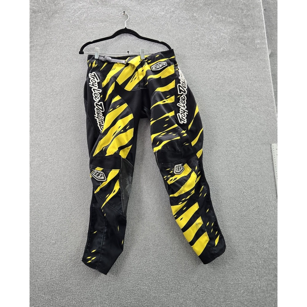 Troy Lee Designs Men Pants 32 Black Leather Polyester Geometric Motocross READ